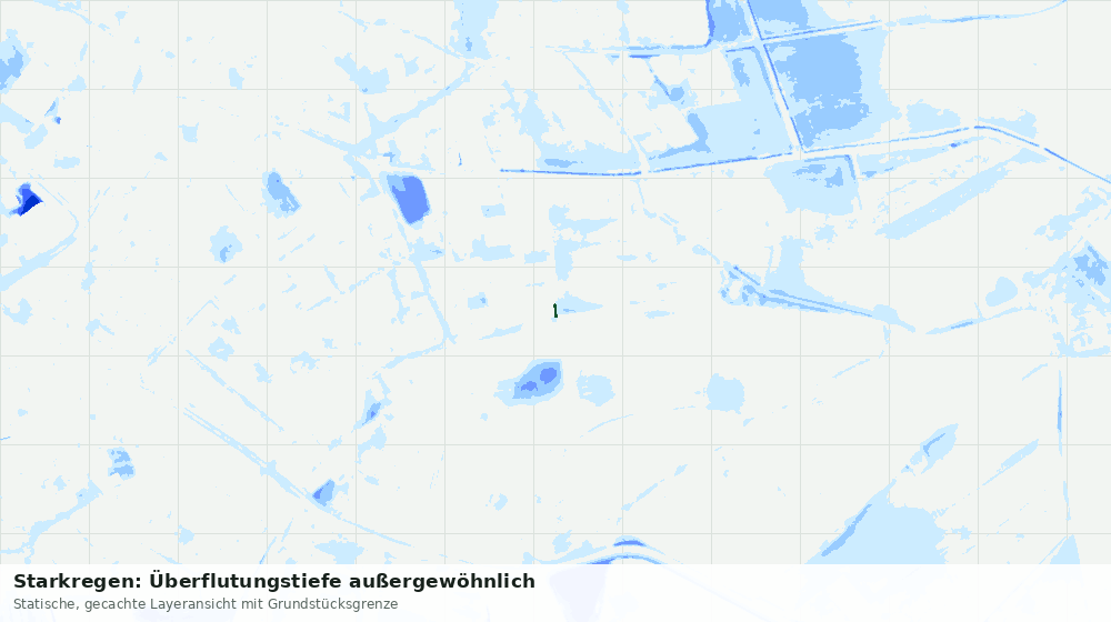 Statische Kartenansicht: Starkregen: Überflutungstiefe außergewöhnlich