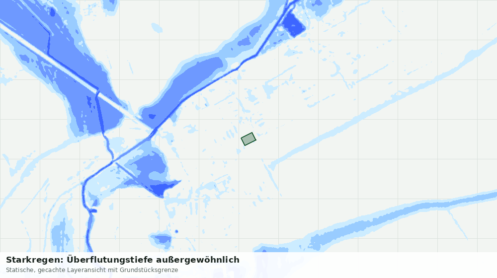 Statische Kartenansicht: Starkregen: Überflutungstiefe außergewöhnlich
