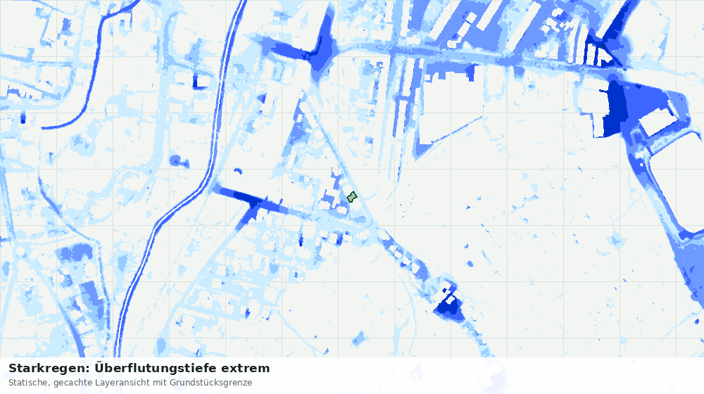 Statische Kartenansicht: Starkregen: Überflutungstiefe extrem