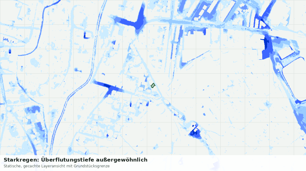 Statische Kartenansicht: Starkregen: Überflutungstiefe außergewöhnlich