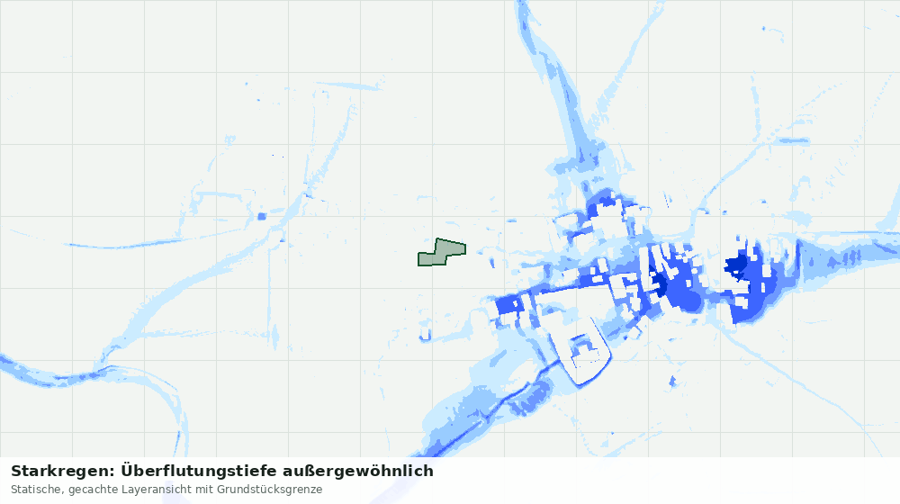 Statische Kartenansicht: Starkregen: Überflutungstiefe außergewöhnlich