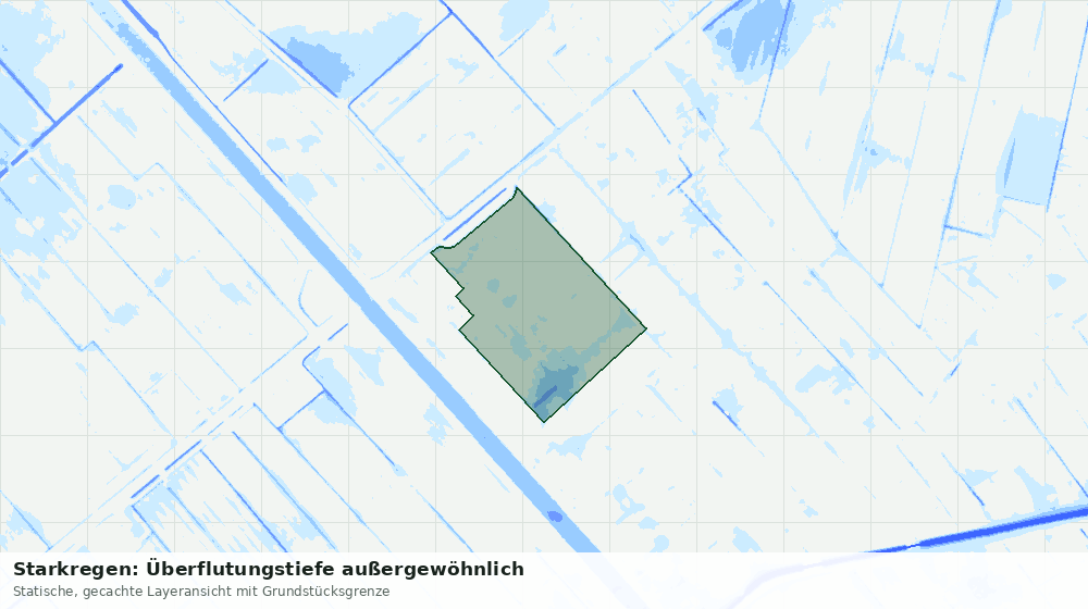 Statische Kartenansicht: Starkregen: Überflutungstiefe außergewöhnlich