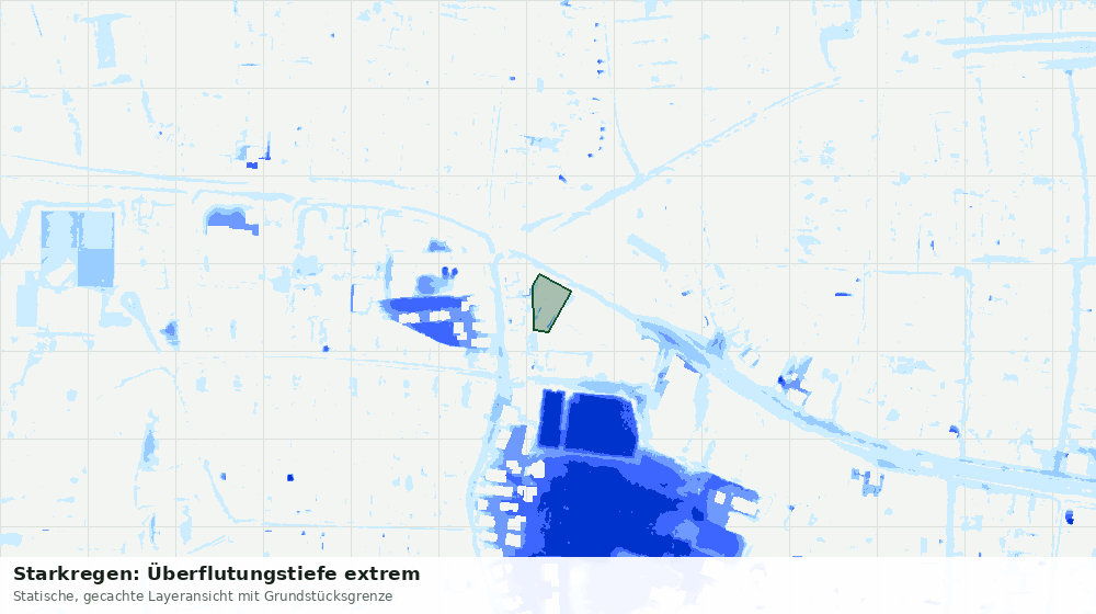 Statische Kartenansicht: Starkregen: Überflutungstiefe extrem