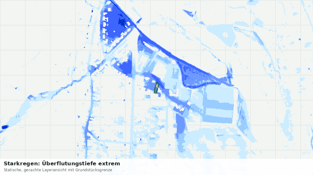 Statische Kartenansicht: Starkregen: Überflutungstiefe extrem