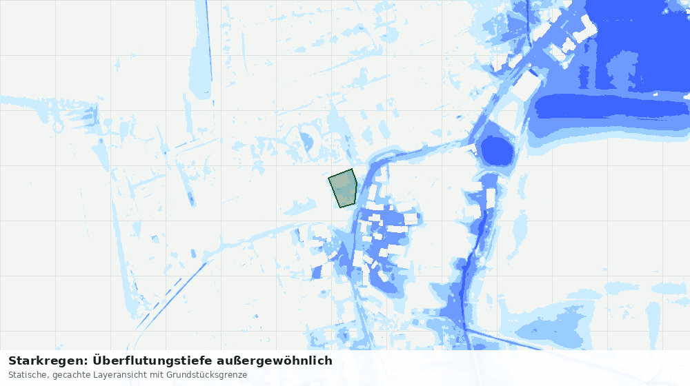 Statische Kartenansicht: Starkregen: Überflutungstiefe außergewöhnlich