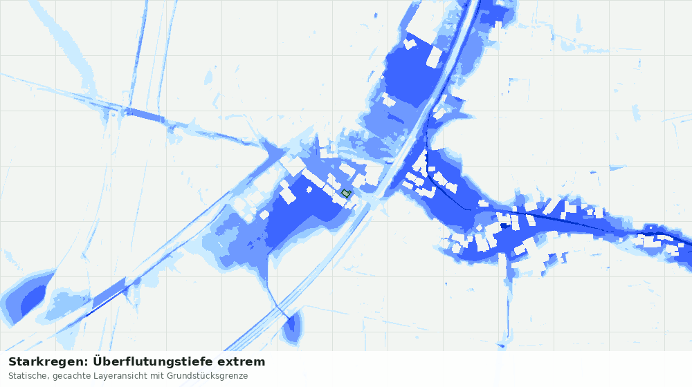 Statische Kartenansicht: Starkregen: Überflutungstiefe extrem