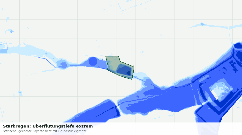 Statische Kartenansicht: Starkregen: Überflutungstiefe extrem