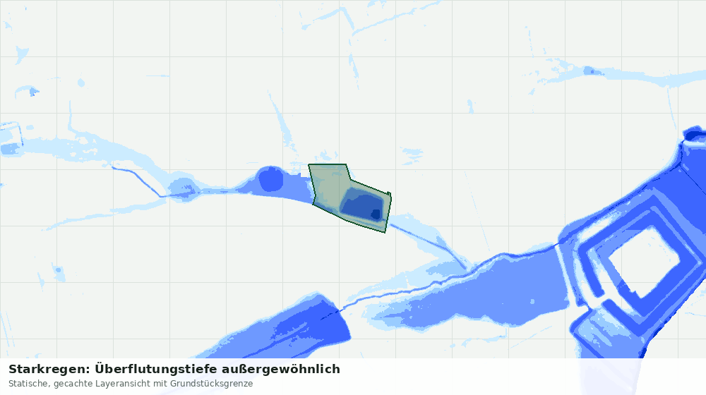 Statische Kartenansicht: Starkregen: Überflutungstiefe außergewöhnlich