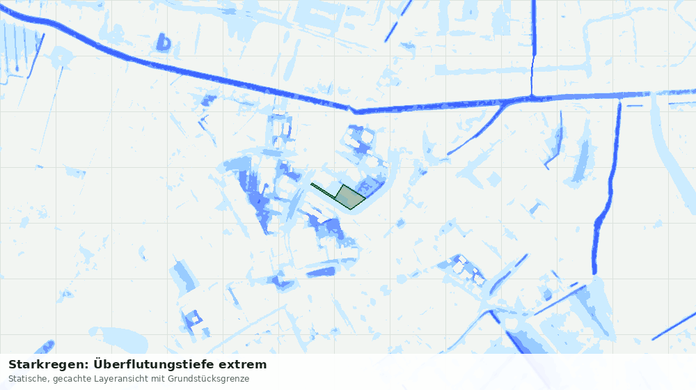 Statische Kartenansicht: Starkregen: Überflutungstiefe extrem