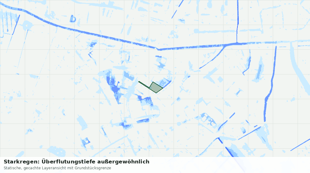 Statische Kartenansicht: Starkregen: Überflutungstiefe außergewöhnlich