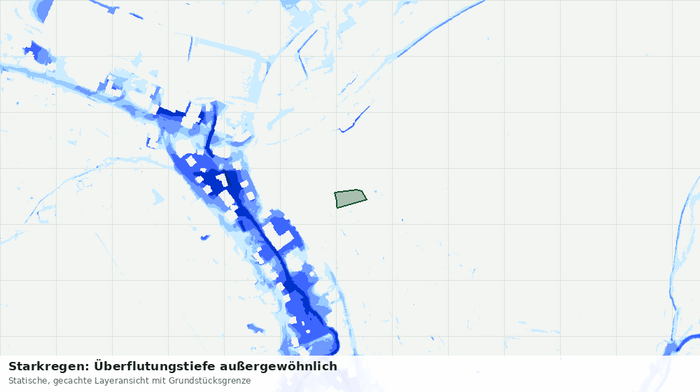 Statische Kartenansicht: Starkregen: Überflutungstiefe außergewöhnlich