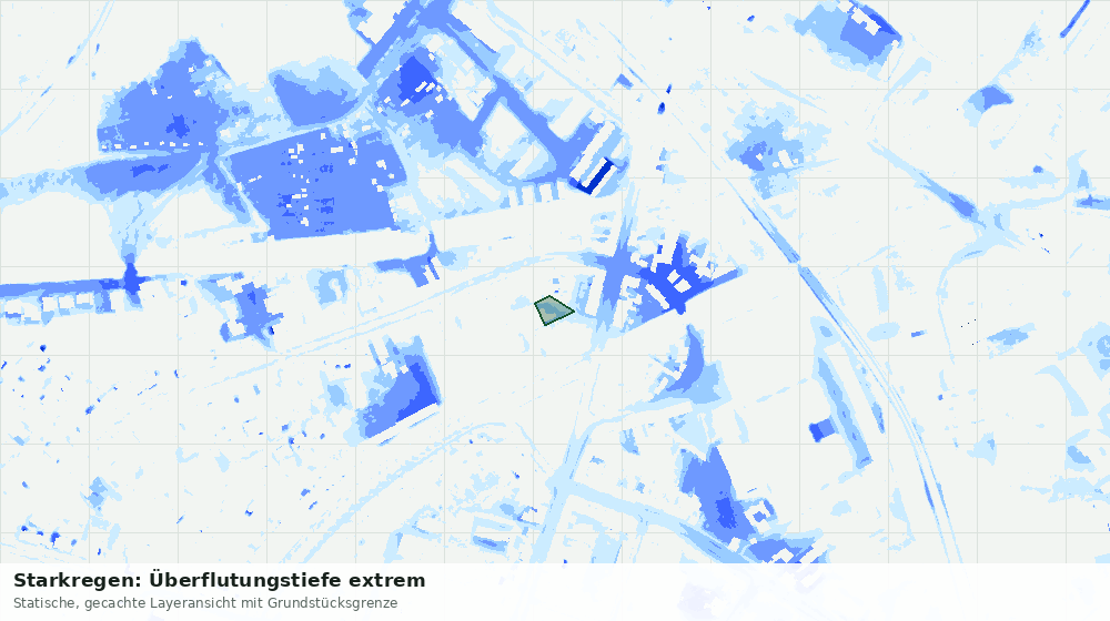 Statische Kartenansicht: Starkregen: Überflutungstiefe extrem