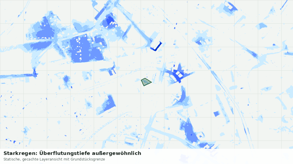 Statische Kartenansicht: Starkregen: Überflutungstiefe außergewöhnlich