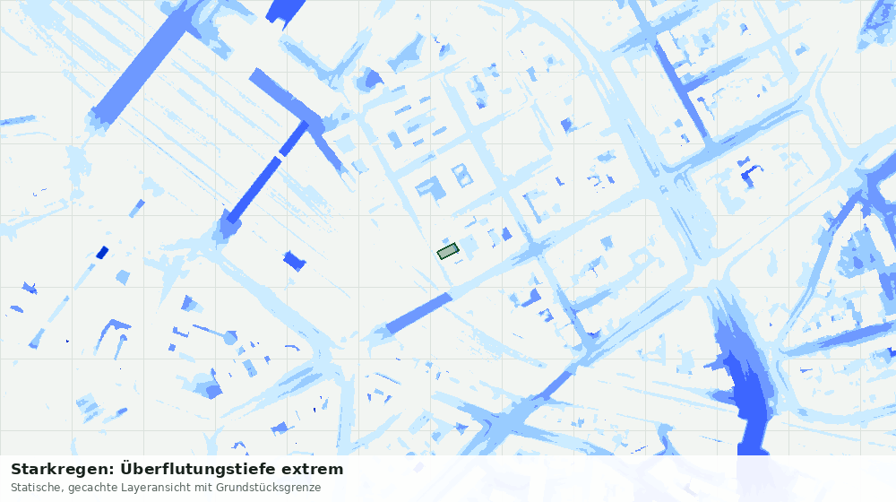 Statische Kartenansicht: Starkregen: Überflutungstiefe extrem