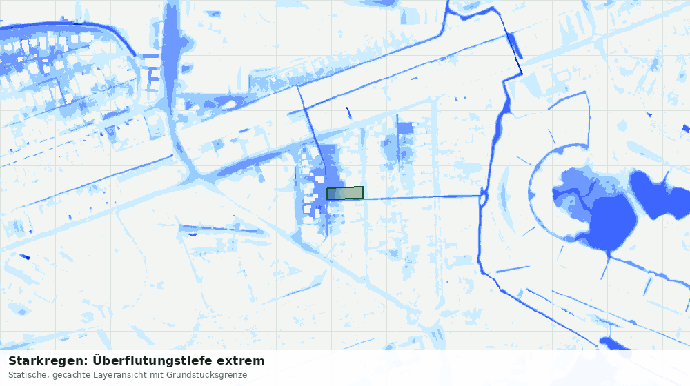 Statische Kartenansicht: Starkregen: Überflutungstiefe extrem