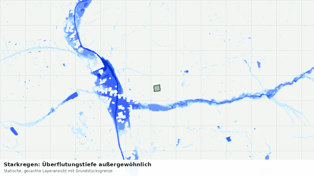 Statische Kartenansicht: Starkregen: Überflutungstiefe außergewöhnlich