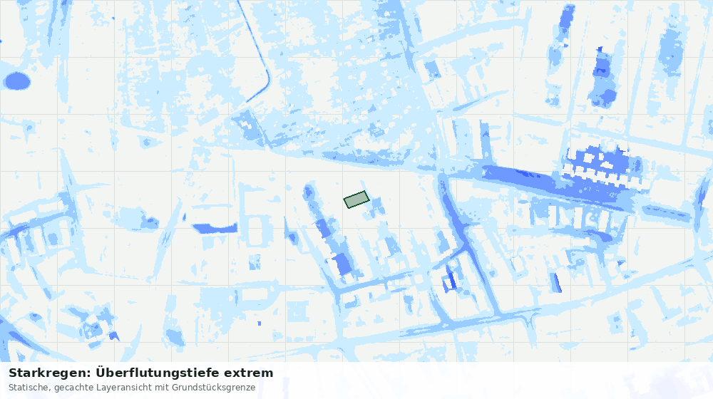 Statische Kartenansicht: Starkregen: Überflutungstiefe extrem