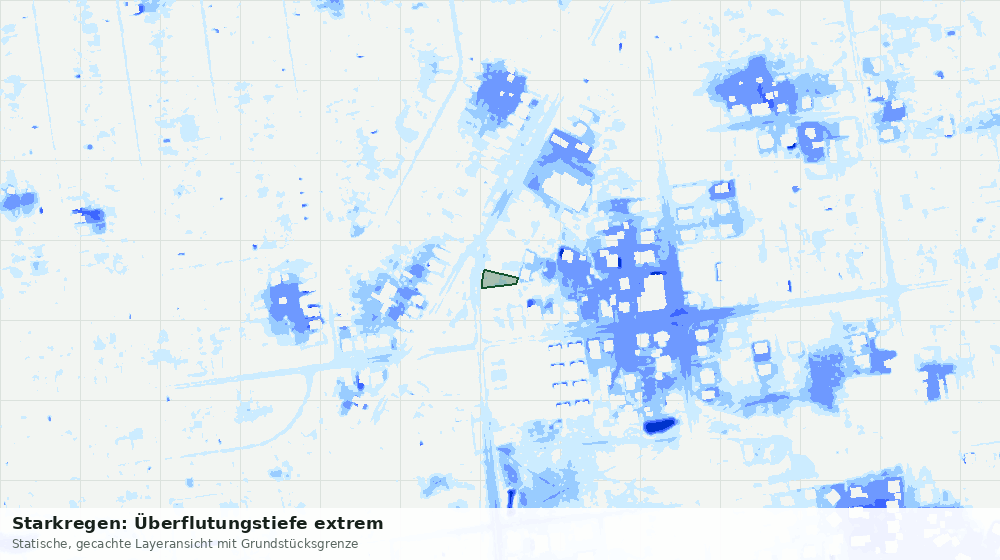 Statische Kartenansicht: Starkregen: Überflutungstiefe extrem