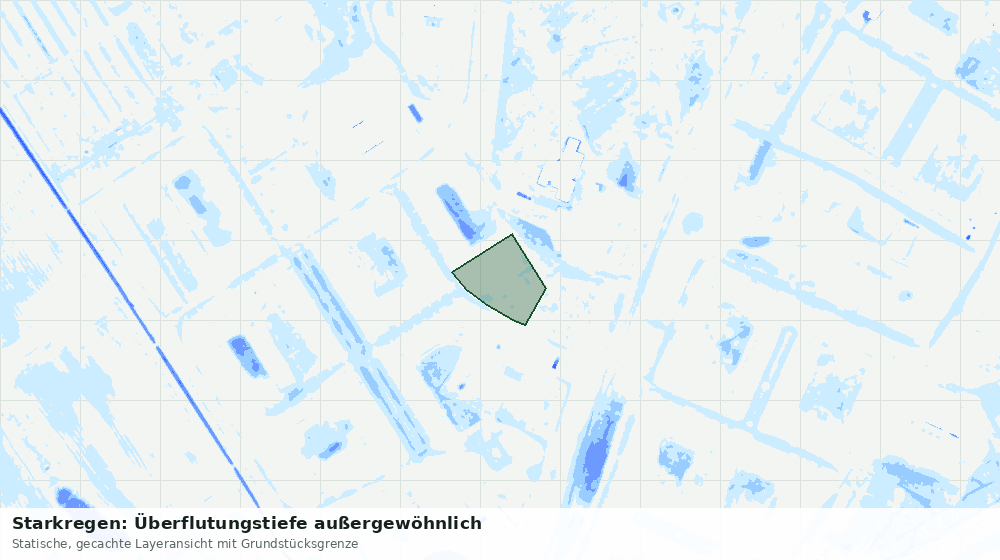 Statische Kartenansicht: Starkregen: Überflutungstiefe außergewöhnlich