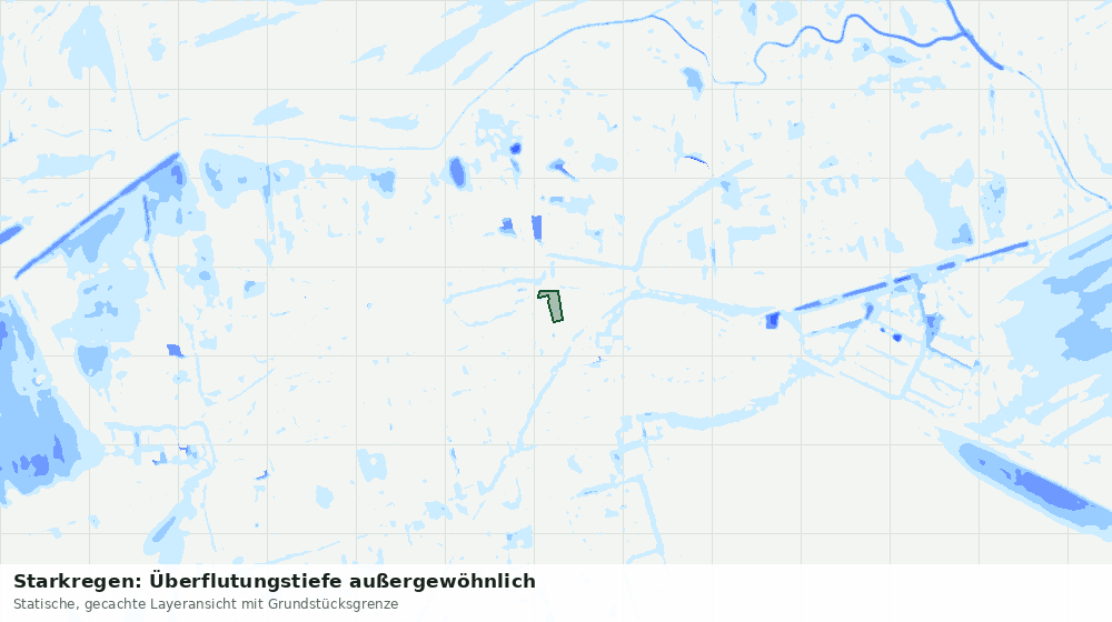 Statische Kartenansicht: Starkregen: Überflutungstiefe außergewöhnlich
