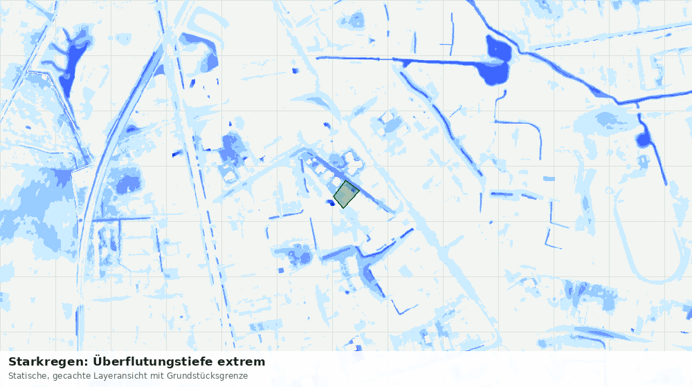 Statische Kartenansicht: Starkregen: Überflutungstiefe extrem
