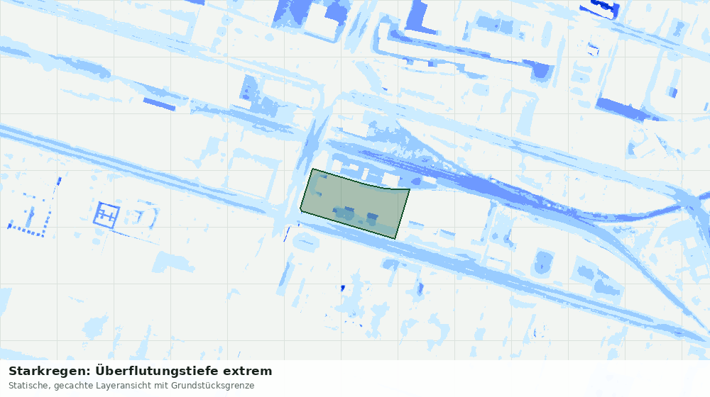 Statische Kartenansicht: Starkregen: Überflutungstiefe extrem