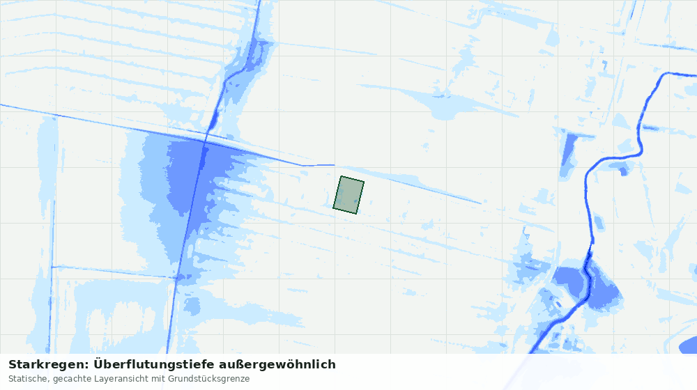 Statische Kartenansicht: Starkregen: Überflutungstiefe außergewöhnlich