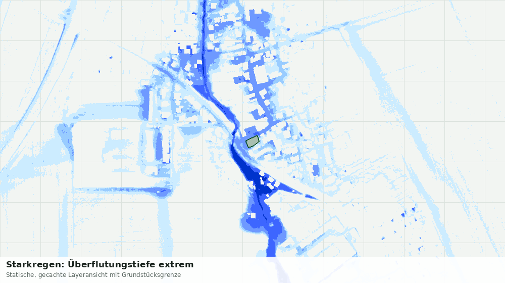 Statische Kartenansicht: Starkregen: Überflutungstiefe extrem