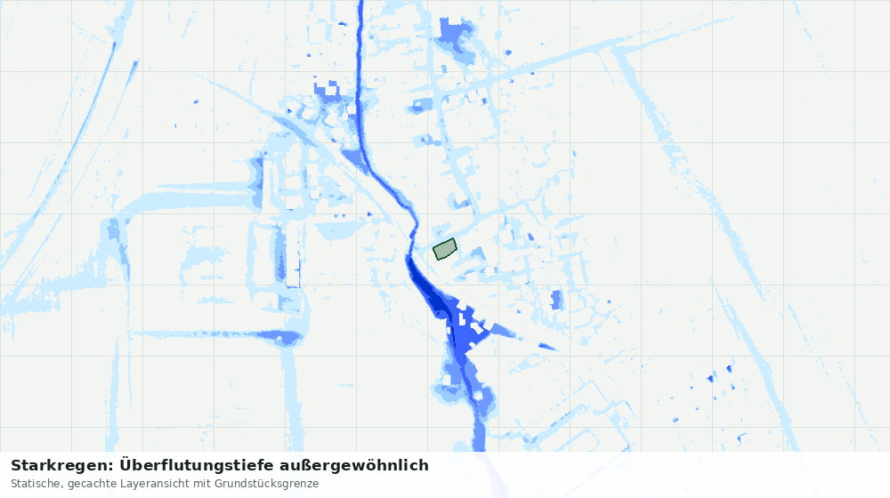 Statische Kartenansicht: Starkregen: Überflutungstiefe außergewöhnlich