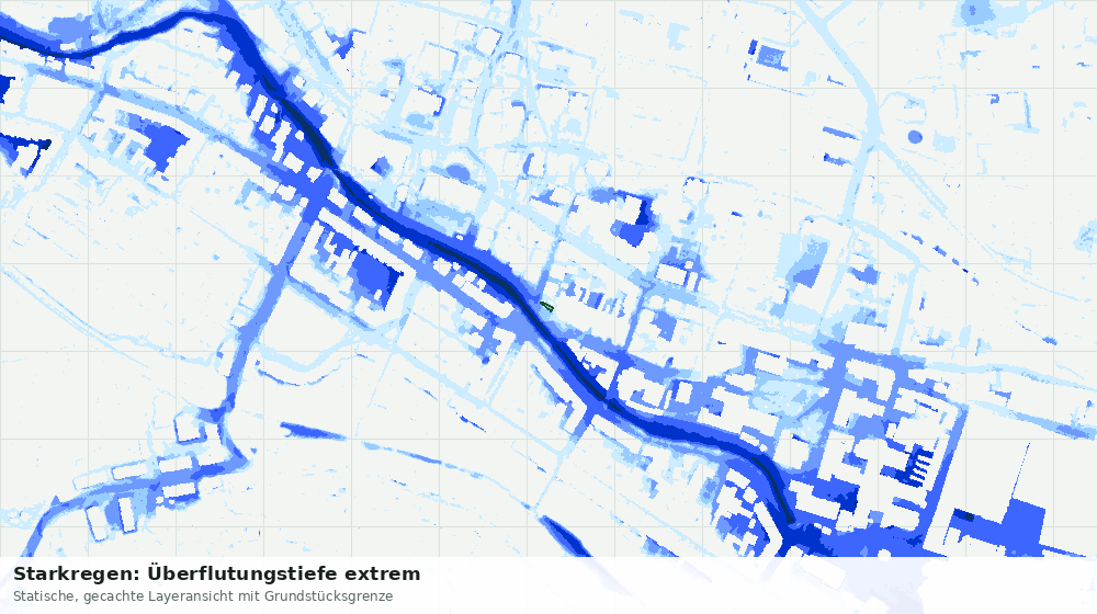 Statische Kartenansicht: Starkregen: Überflutungstiefe extrem