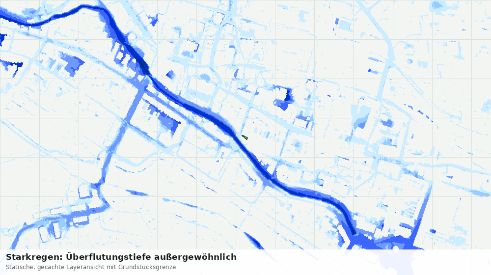 Statische Kartenansicht: Starkregen: Überflutungstiefe außergewöhnlich