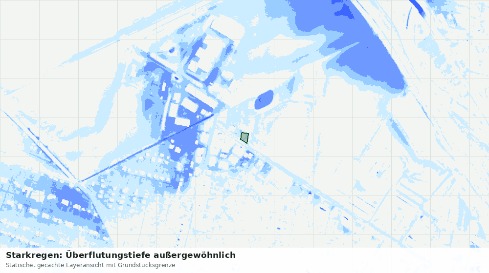 Statische Kartenansicht: Starkregen: Überflutungstiefe außergewöhnlich