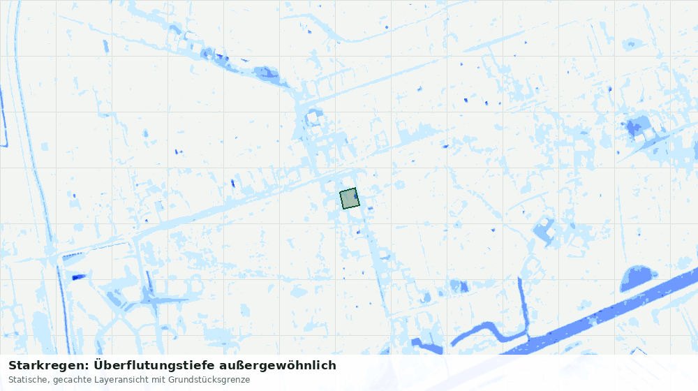 Statische Kartenansicht: Starkregen: Überflutungstiefe außergewöhnlich