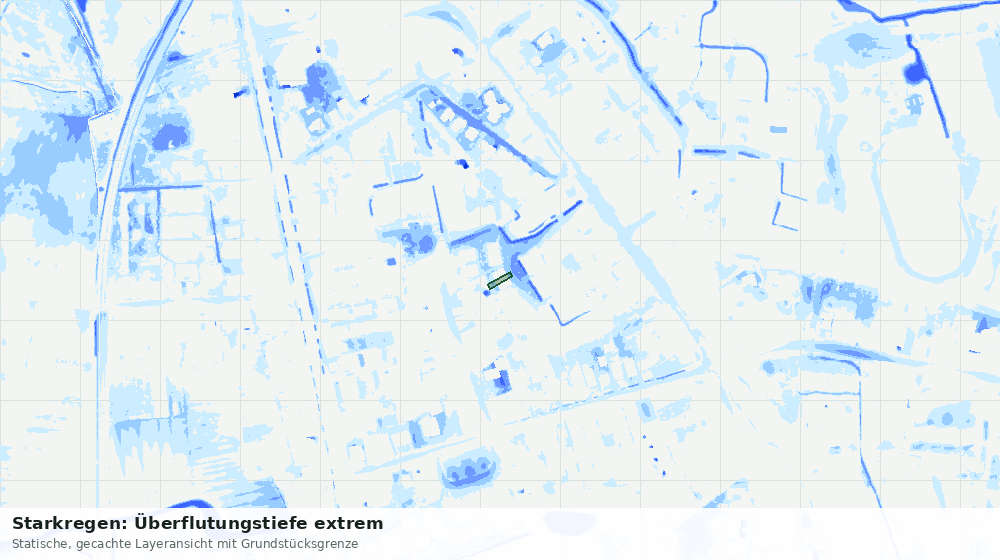 Statische Kartenansicht: Starkregen: Überflutungstiefe extrem
