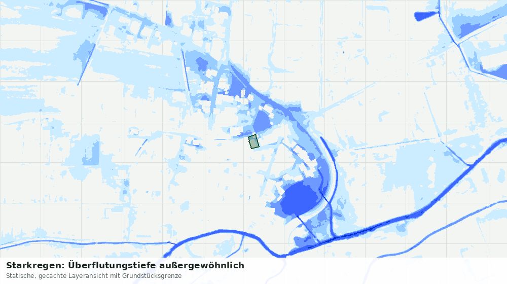 Statische Kartenansicht: Starkregen: Überflutungstiefe außergewöhnlich