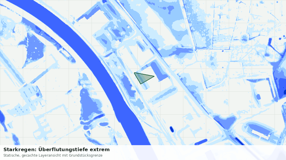 Statische Kartenansicht: Starkregen: Überflutungstiefe extrem