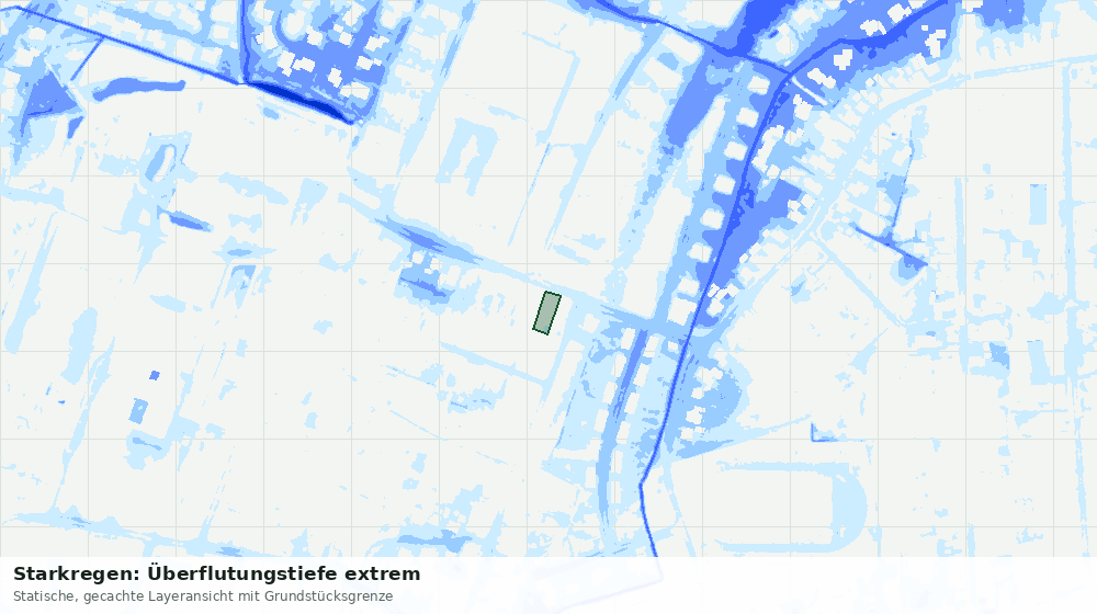 Statische Kartenansicht: Starkregen: Überflutungstiefe extrem