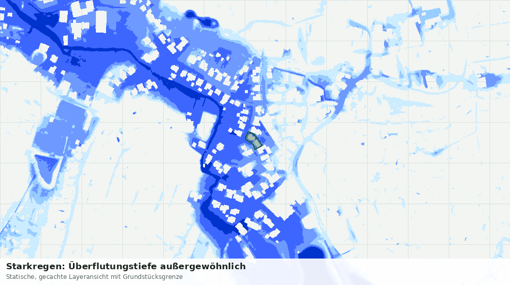 Statische Kartenansicht: Starkregen: Überflutungstiefe außergewöhnlich