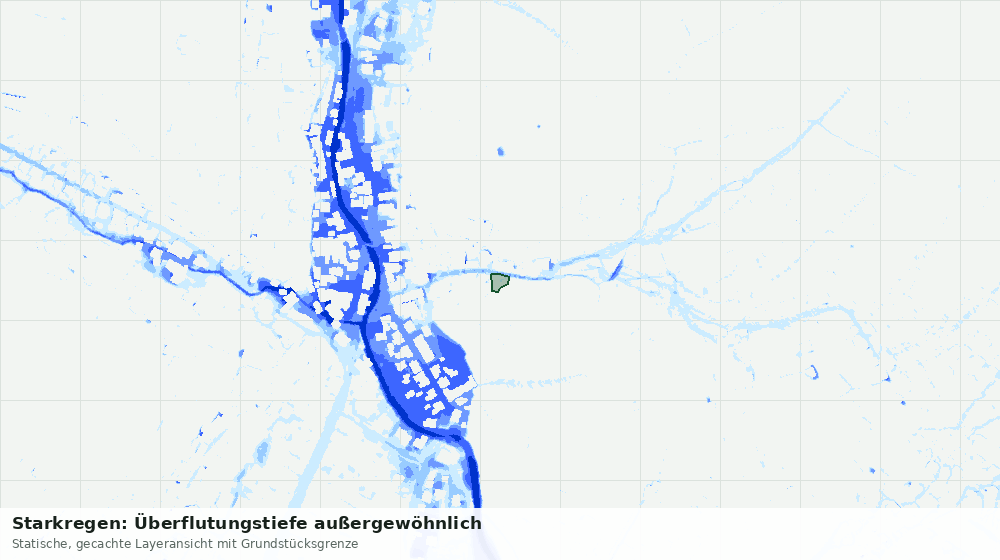 Statische Kartenansicht: Starkregen: Überflutungstiefe außergewöhnlich