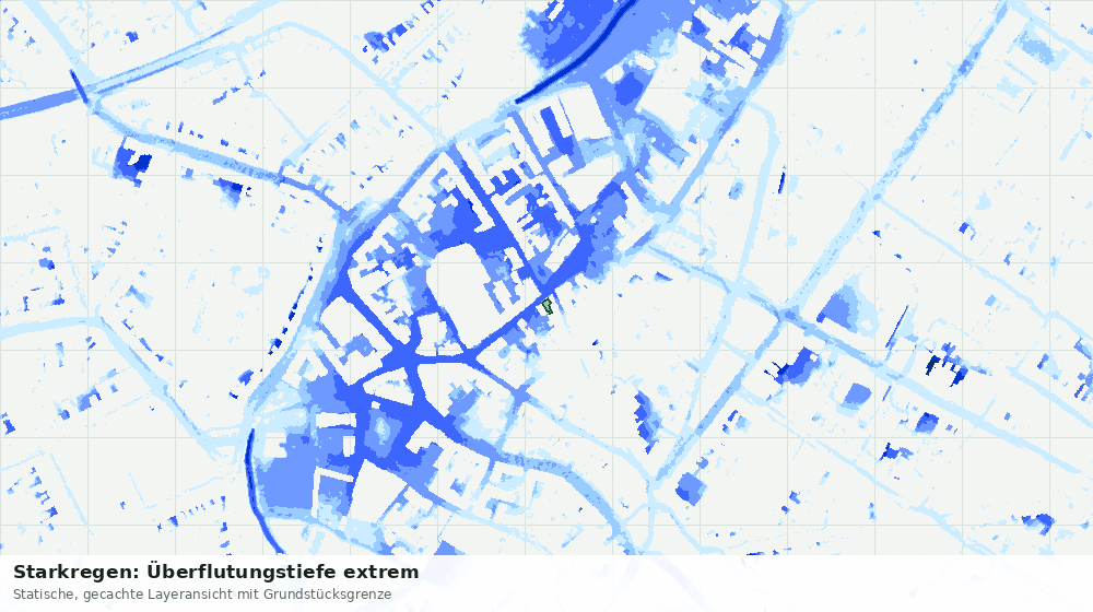 Statische Kartenansicht: Starkregen: Überflutungstiefe extrem