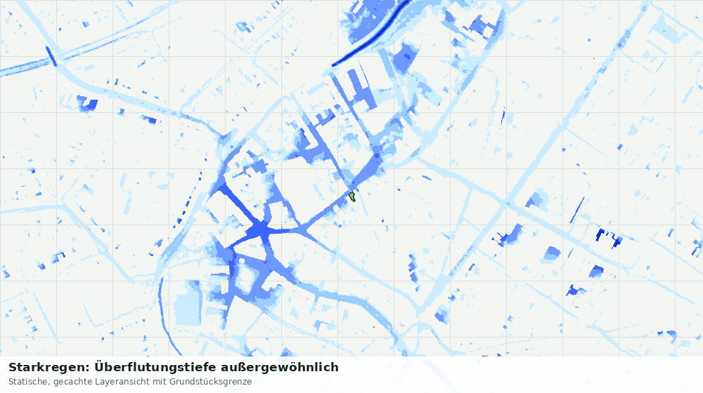 Statische Kartenansicht: Starkregen: Überflutungstiefe außergewöhnlich