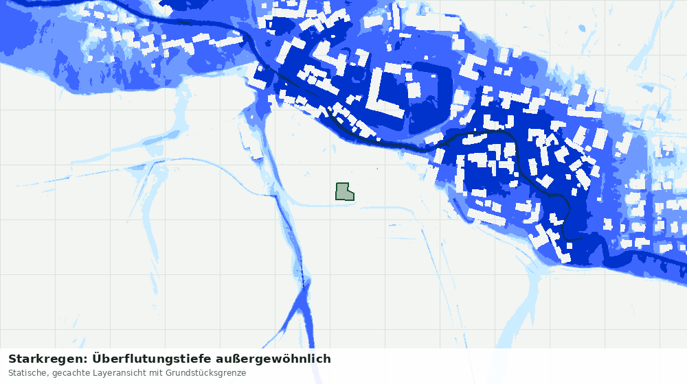 Statische Kartenansicht: Starkregen: Überflutungstiefe außergewöhnlich