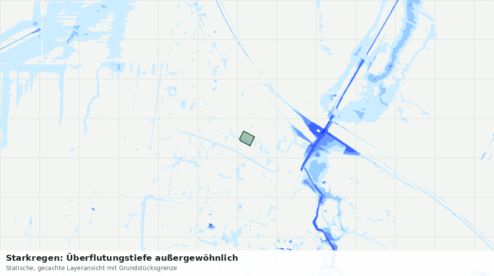 Statische Kartenansicht: Starkregen: Überflutungstiefe außergewöhnlich