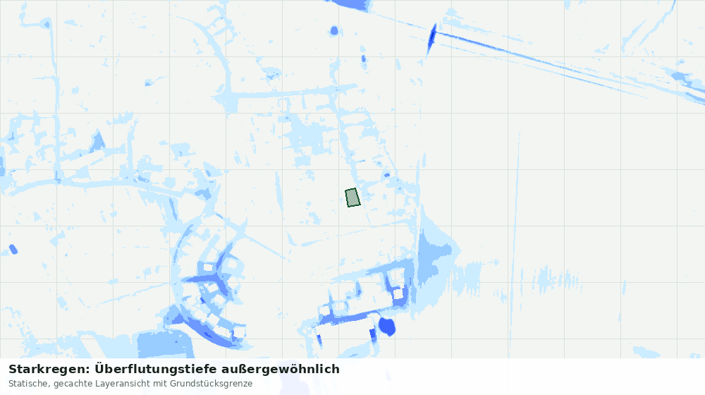 Statische Kartenansicht: Starkregen: Überflutungstiefe außergewöhnlich