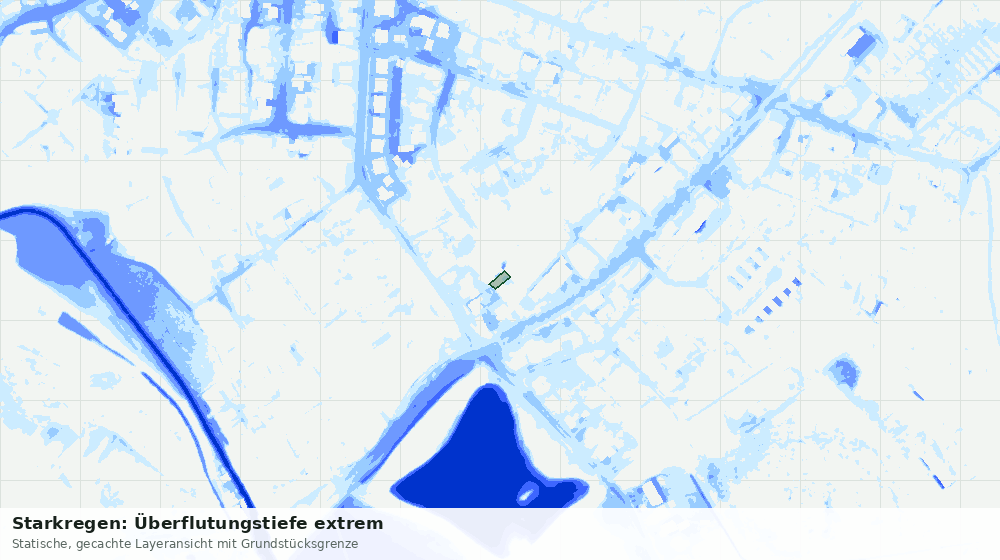 Statische Kartenansicht: Starkregen: Überflutungstiefe extrem