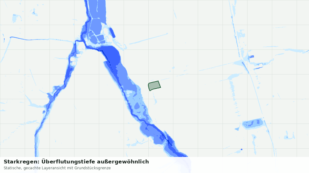 Statische Kartenansicht: Starkregen: Überflutungstiefe außergewöhnlich