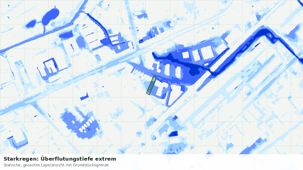 Statische Kartenansicht: Starkregen: Überflutungstiefe extrem