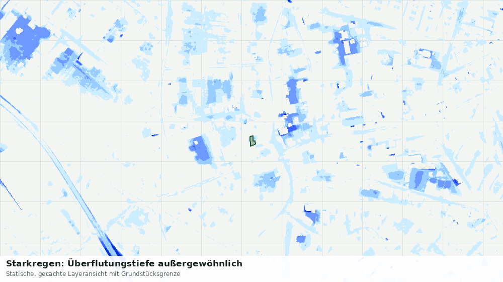 Statische Kartenansicht: Starkregen: Überflutungstiefe außergewöhnlich