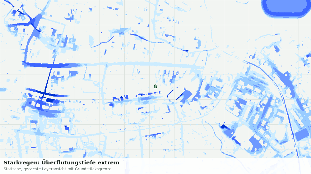 Statische Kartenansicht: Starkregen: Überflutungstiefe extrem