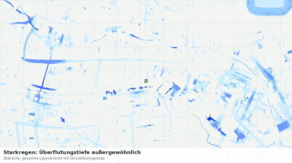 Statische Kartenansicht: Starkregen: Überflutungstiefe außergewöhnlich